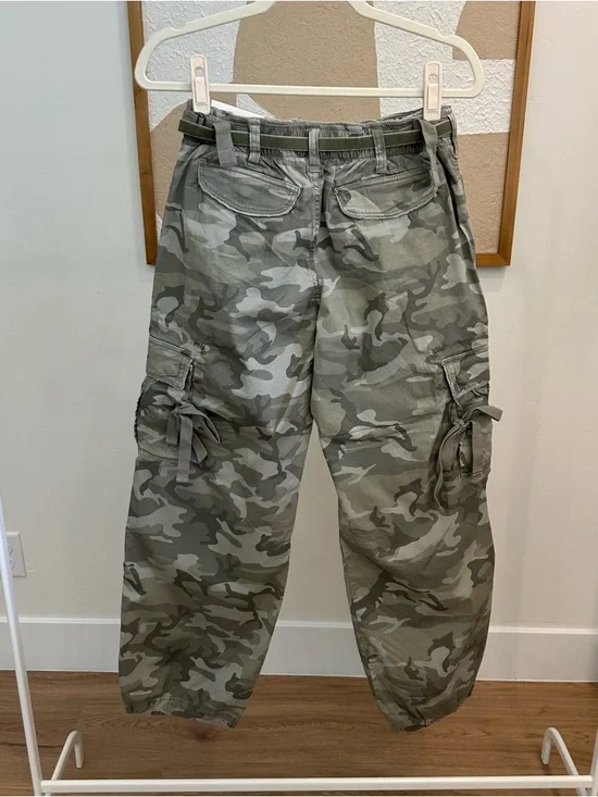 Camo Utility Cargo Joggers w/ Velvet Tie Waist - Picture 2 of 4